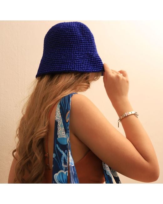 Springmoonatelier Blue Deep Raffia Hat
