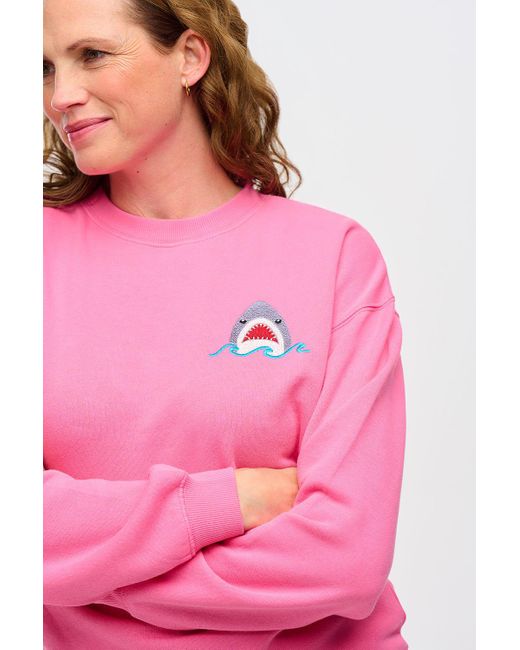Sugarhill Pink Noah Sweatshirt, Shark Embroidery