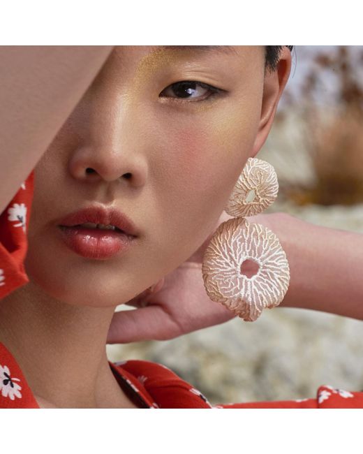 Nana Watanabe Pink Neutrals Coral Egg Embroidery Earrings
