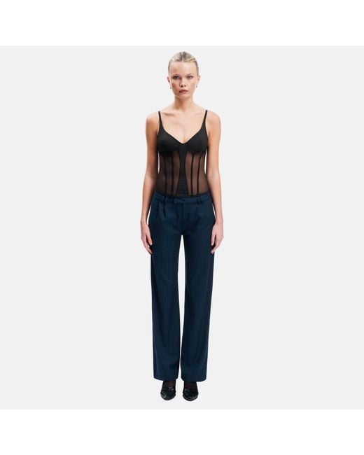 OW Collection Black Sivara Mesh Corset Top
