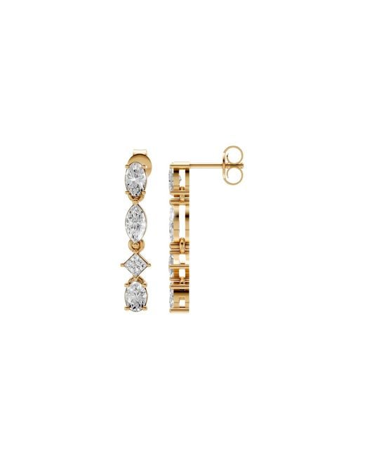 Aya Fine Jewelry Metallic 1.31 Ct Multi Shape Lab Diamond Drop Dangle Earrings