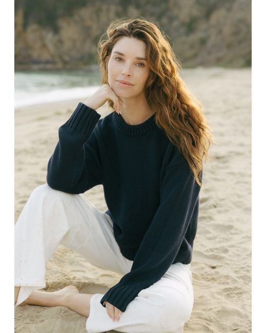 Ellsworth & Ivey Blue Elena Crewneck Sweater