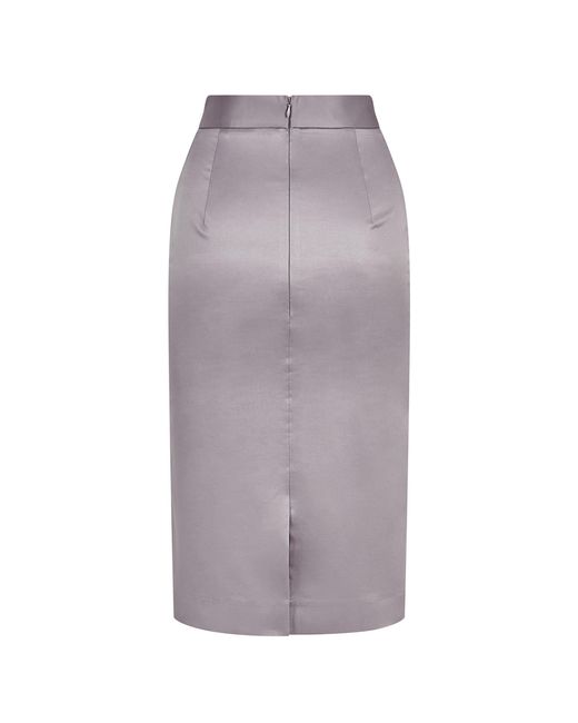 Femponiq Gray Cotton-Blend Sateen Pencil Skirt