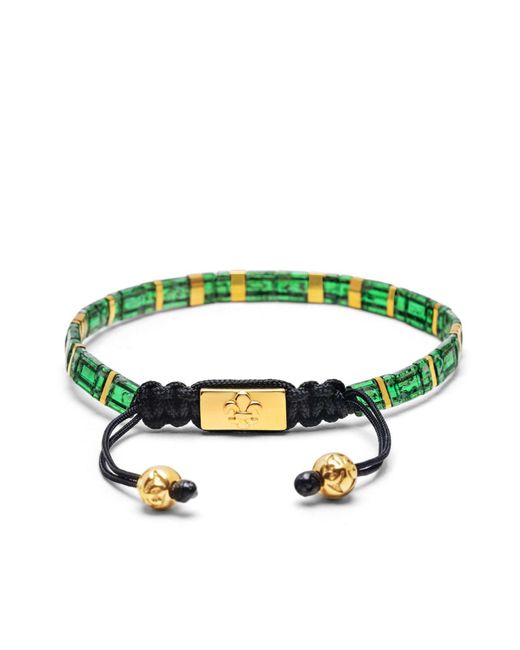 Nialaya Bracelet With Marbled Green And Gold Miyuki Tila Beads for men
