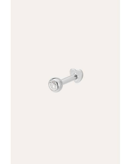 Vanhi White 14K Solid Bezel Set Lab-Grown Diamond Flat Back Stud