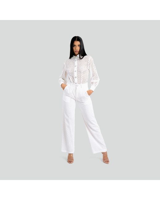 Maui X Lolita White Florence Eyelet Two-Piece Pants Set