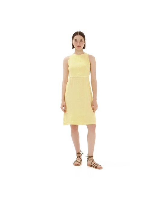 Haris Cotton Yellow Tank A Line Linen Dress
