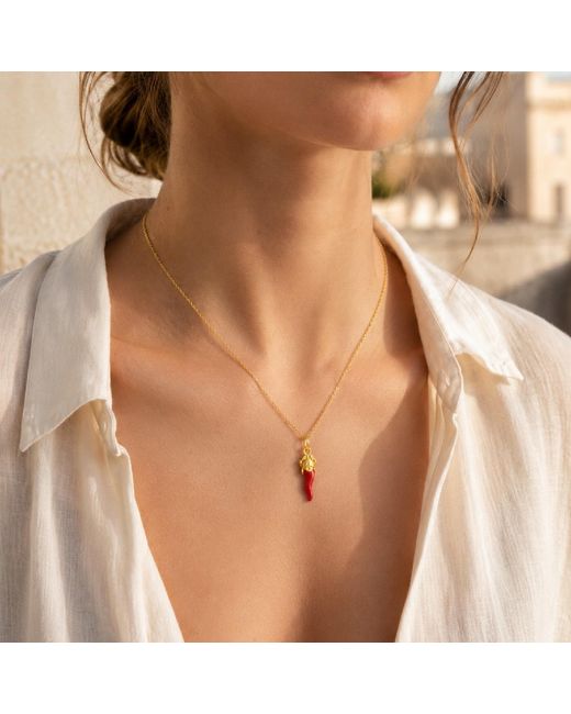 Unaloe Metallic Plated No Evil Italian Horn Pendant Necklace