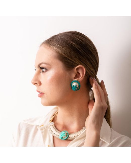 Gissa Bicalho Black Acrylic Handmade Earring Short Coral And Pearl