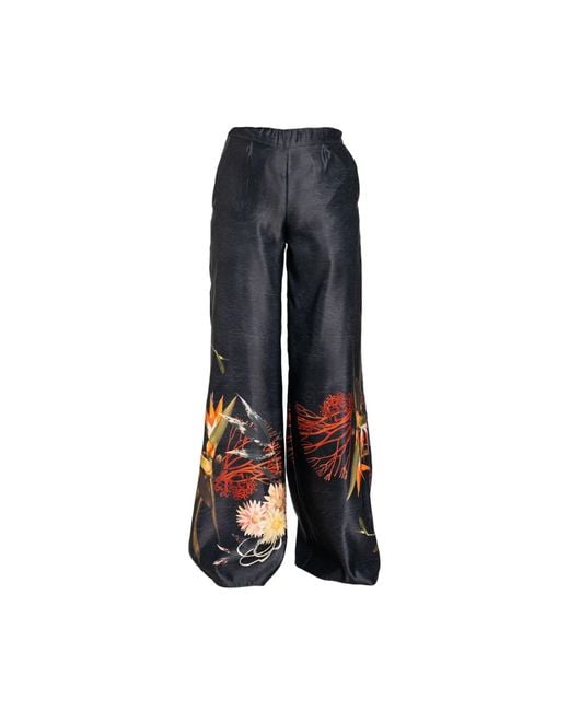 ARTISTA Blue Floral Printed Wide Leg Pants