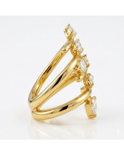 Artisan Metallic 14K Multi Pear Diamond Spiral Statement Ring