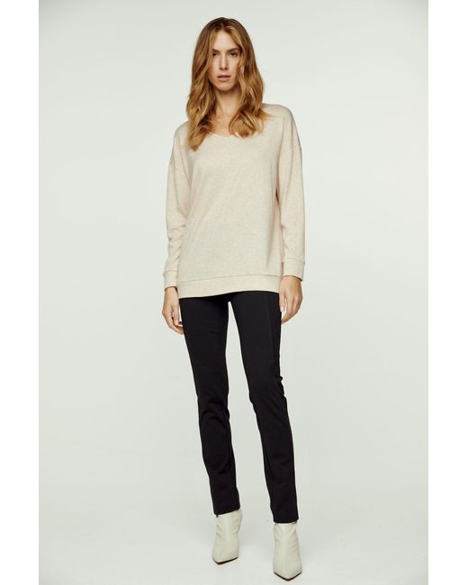 Conquista Natural Neutrals Melange Long Sleeve Knit Top