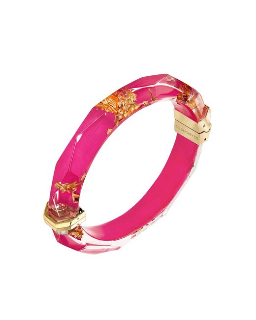 Gold & Honey Pink 24K Leaf Lucite Bangle