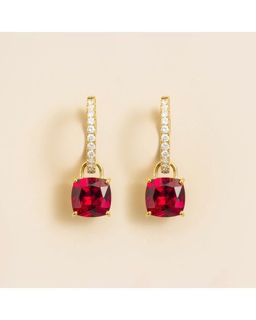 Juvetti Metallic Oreol Earrings Set With Ruby & Diamond