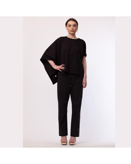 Silvia Serban Black Asymmetrical Jersey Top