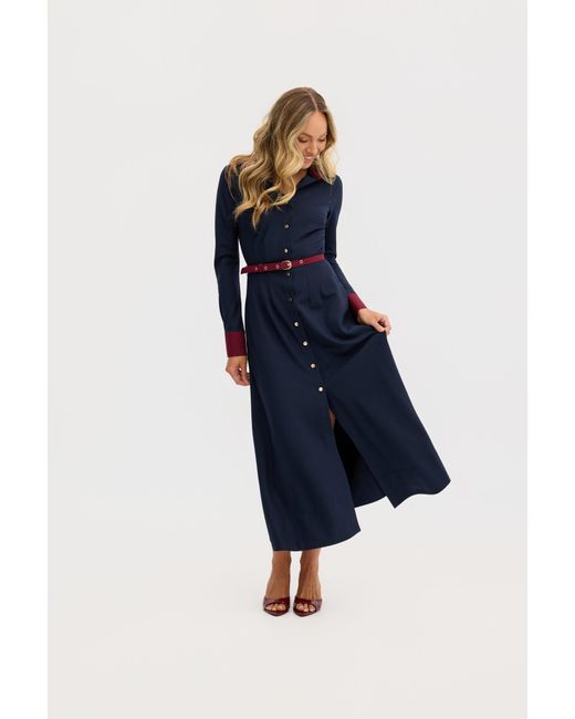 Why Mary Blue Marion A-Line Classic Midi Dress