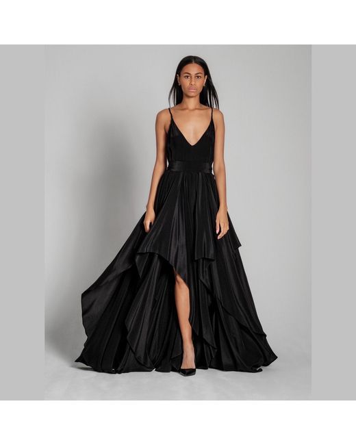 Imaatu Black Pure Silk Heroine Silk Dress Asymmetrical Luxury Maxi Tie Carpet Gown