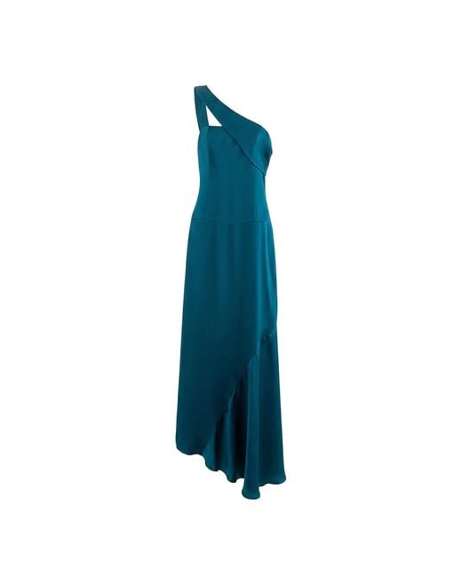 Aisl Blue One-Shoulder Maxi Dress With Slit –