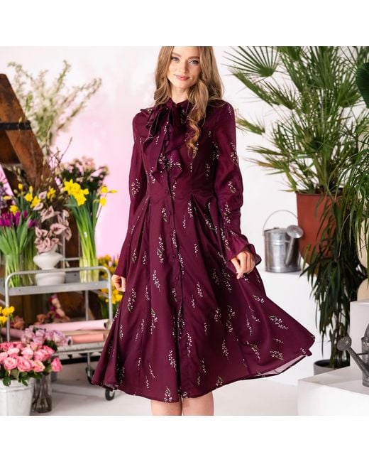 RainSisters Red Floral Midi Dress With Ruffles: Hearts Desire