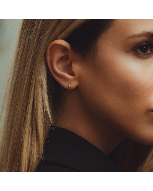 Spero London Metallic Fine 14Ct Solid Hoop Earrings