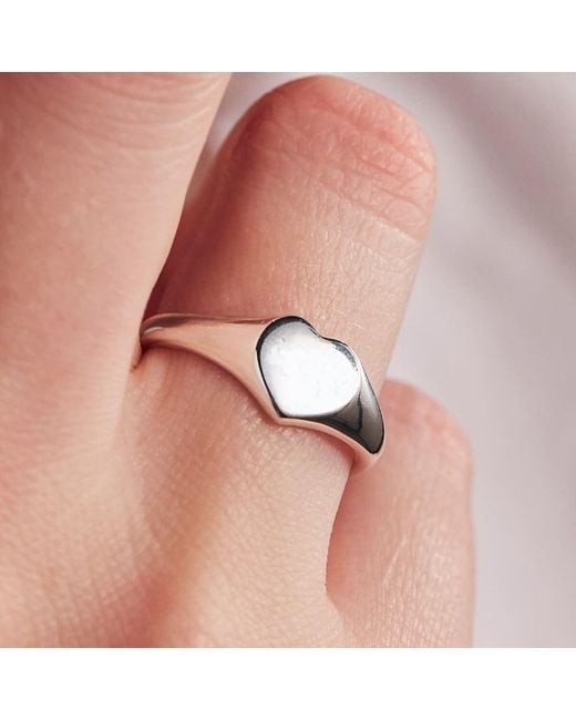 Posh Totty Designs Natural Sterling Silver Heart Signet Ring
