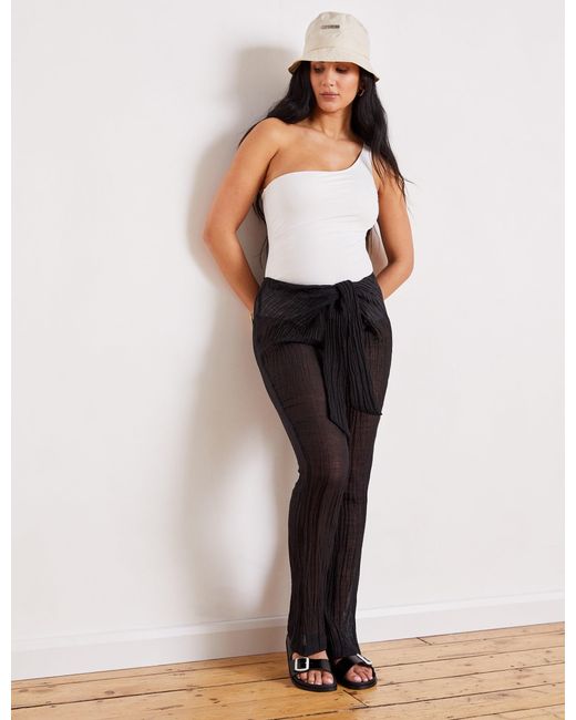 The Summer Edit Black Livi Crinkle Linen Trouser