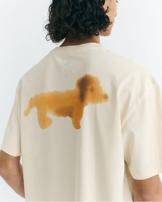 Thinking Mu White Perro Salchicha Back Aaron T-Shirt for men