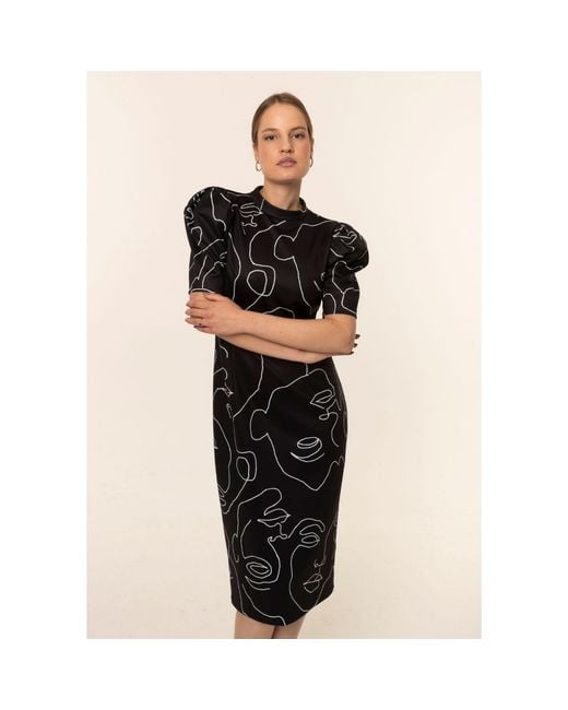 The Gt Atelier Blue Graphic Print Midi Dress
