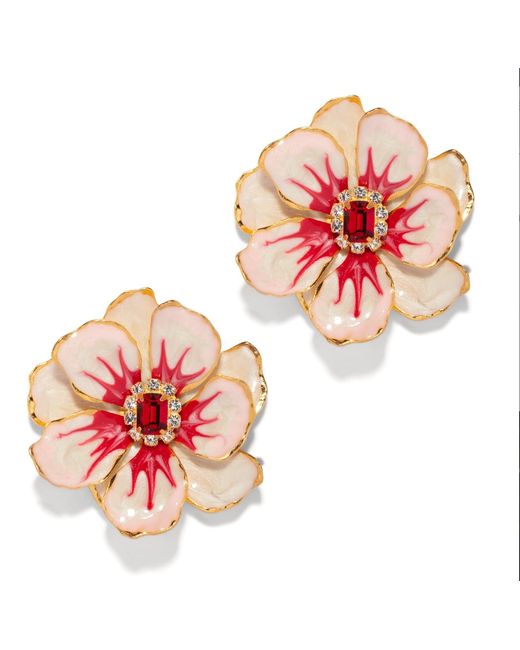 The Pink Reef Red Large Jewel Box Floral Earrings
