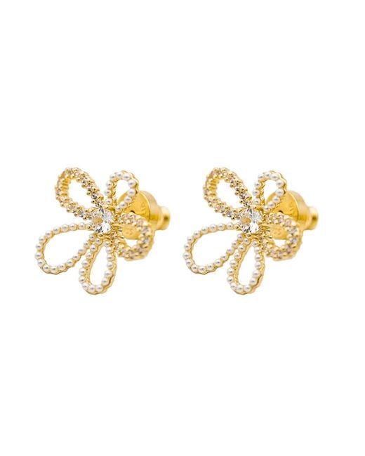 Miss Cecilia Metallic Flower Ear Studs