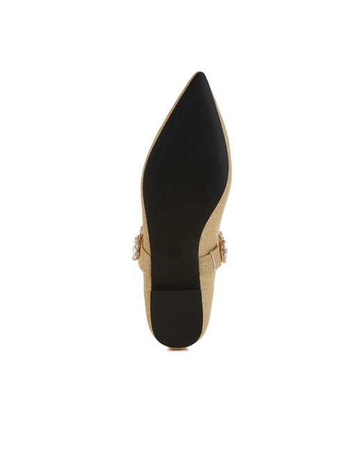 Rag & Co Natural Flavia Diamante Brooch Glitter Ballerinas