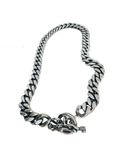Tg-Jewellery by Tamara Gervasio Green Heavyweight Curb Chain Necklace With Celtic Crocodile T-Bar – Sterling for men