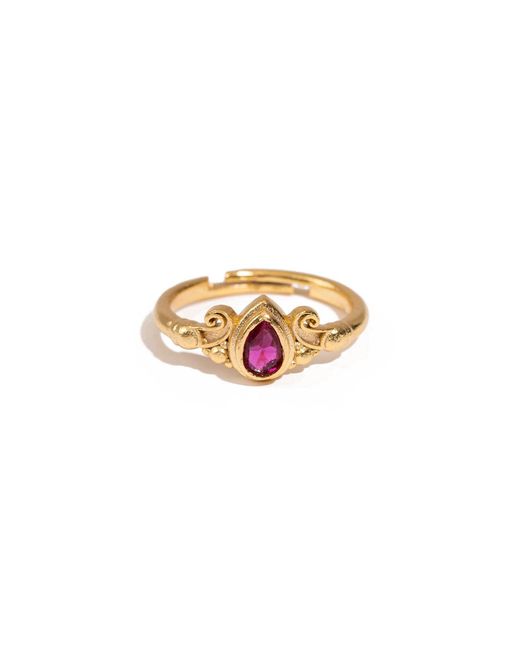 Ebru Jewelry Metallic Teardrop Ruby Gemstone Ring