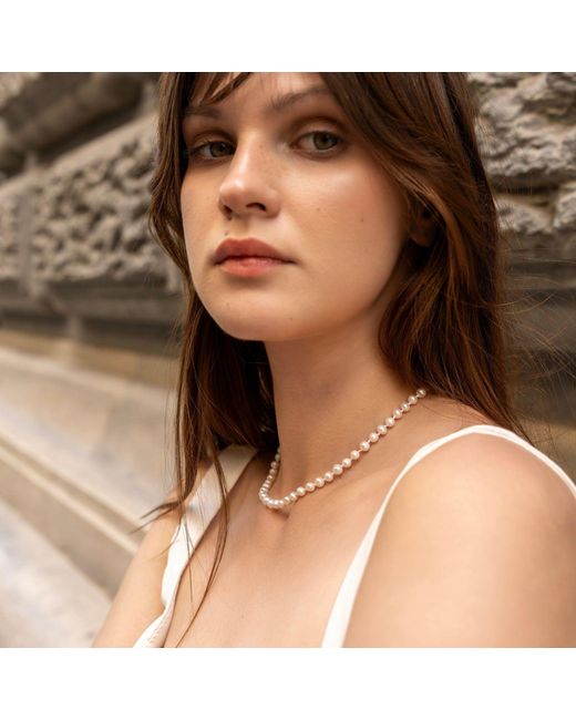 Spero London Metallic Small Natural Freshwater Real Pearl Strand Necklace
