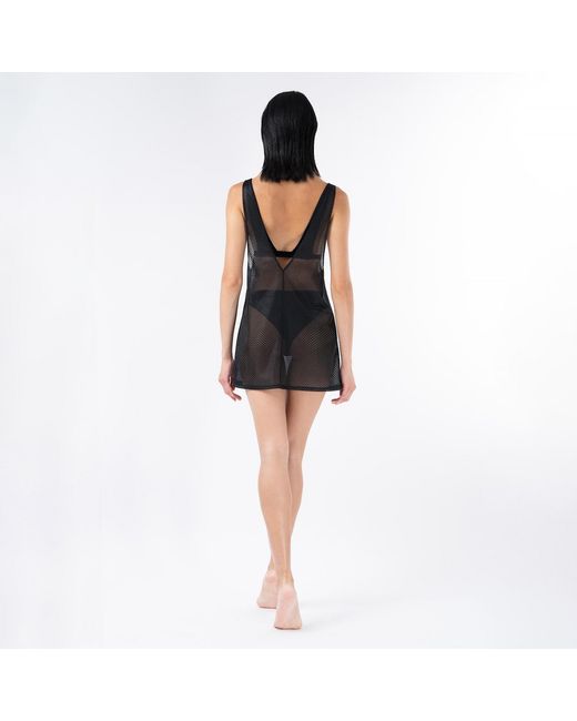 Kim Foley Black Chevron Beach Cover-Up Athletic Mesh Dress