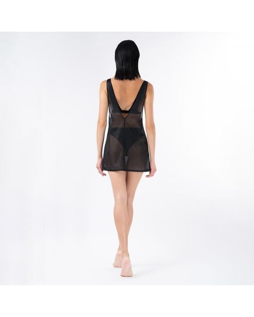 Kim Foley Black Chevron Beach Cover-Up Athletic Mesh Dress