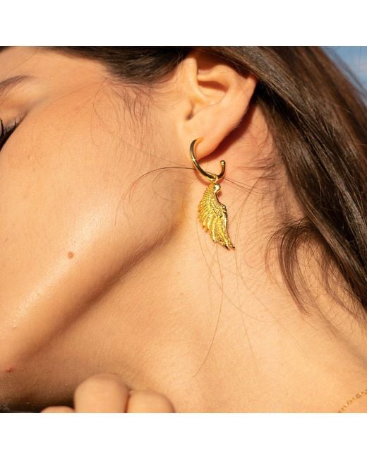Seven Saints Metallic Angel Wing Hoop Earrings, Over Sterling, Seen