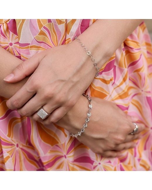Spero London Metallic Pentagon Geometric Sterling Link Bracelet & Anklet