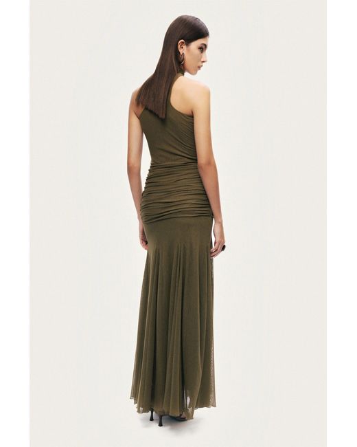 Nocturne Green Neutrals Halter Neck Draped Maxi Dress