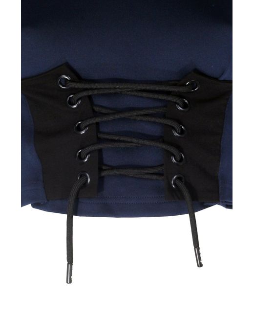 No'design Blue Elora Structured Shoulder Crop Top