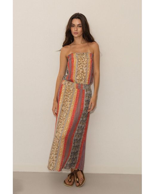 Muche Et Muchette Orange Avi Bustier Maxi Dress