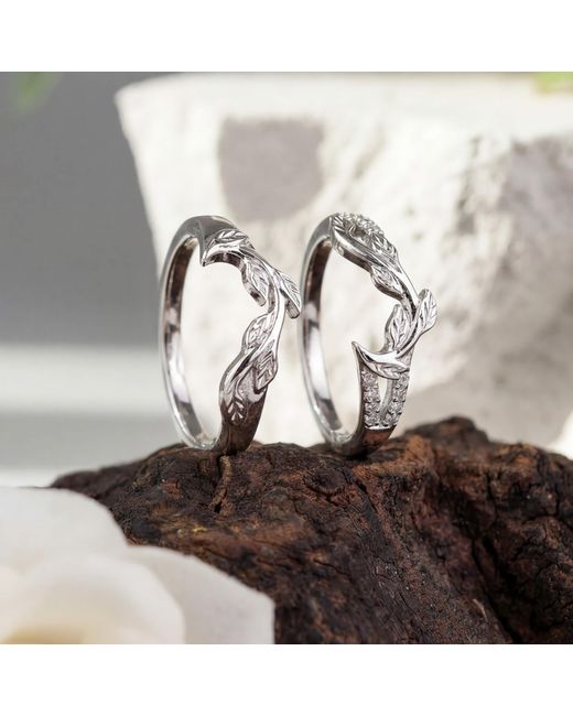 Azura Jewelry New York White Rooted Hearts Ring Vermeil