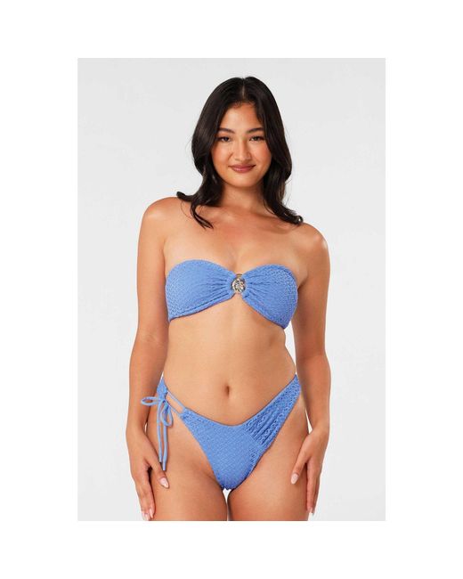 Blackbough Swim Blue Alana Tie Front Cheeky Bottoms Oceania Crochet