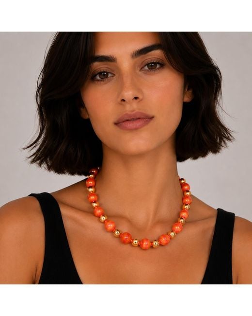 Hye Jane Jewelry Red Soleil Sphere Beaded Necklace
