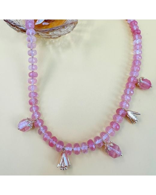 Farra Red Watermelon Quartz Dangle Statement Necklace