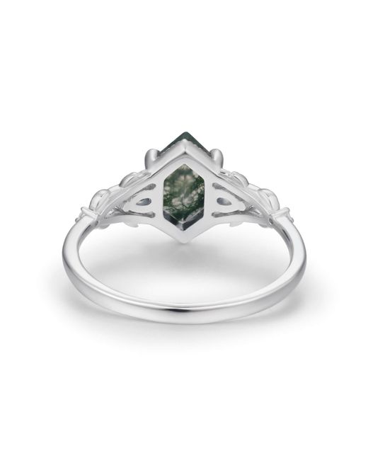 Azura Jewelry New York Green Gardenia Moss Agate Ring Solid