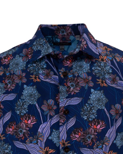 Lords of Harlech Blue Scott Ocean Floral Shirt for men