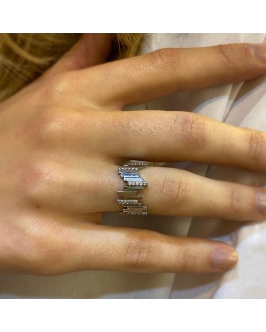 Spero London White New Multiple Bar Sterling Ring
