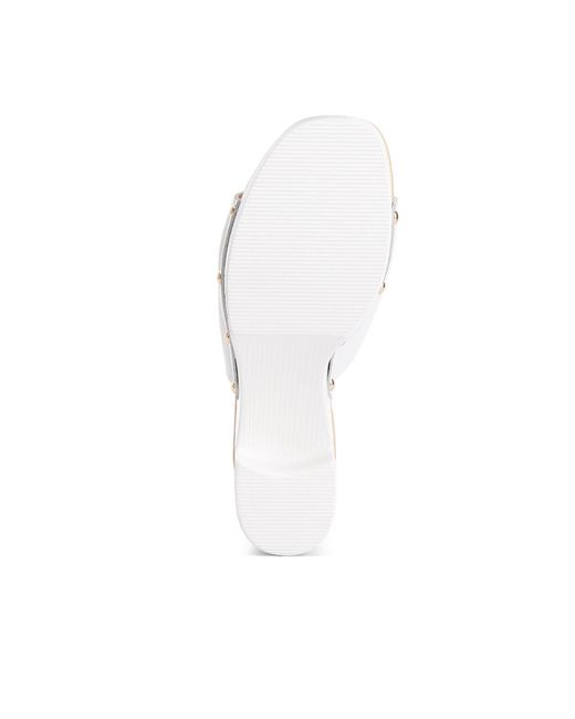 Rag & Co White Drew Recycled Leather Block Heel Clogs In