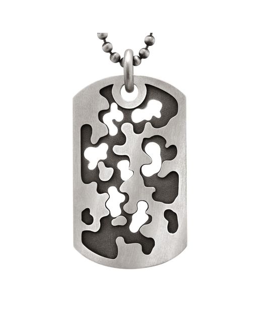 Snake Bones White Perforated Camouflage Dog Tag Necklace for men